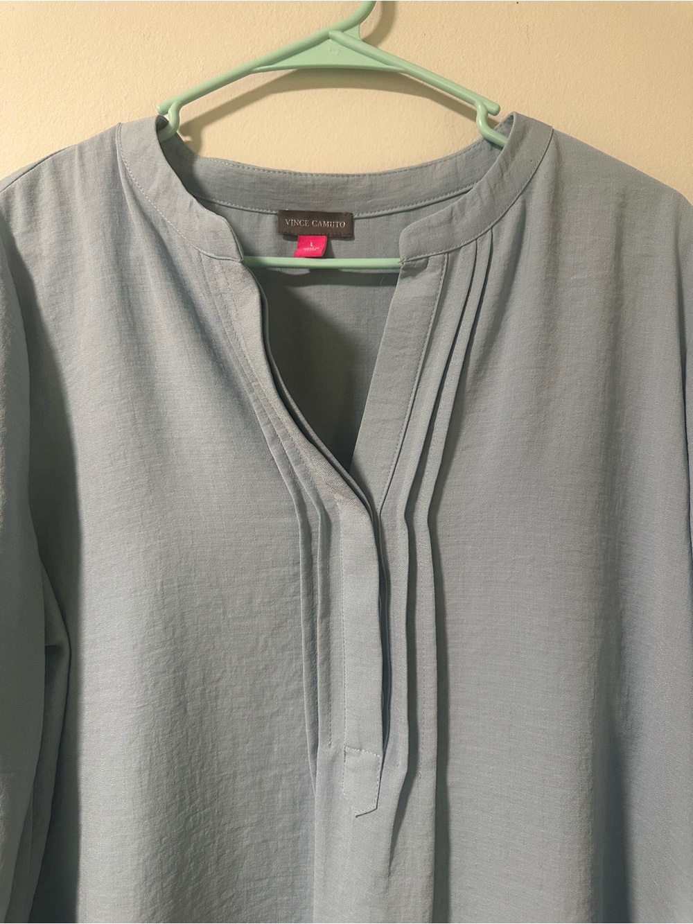 Vince Camuto Pale Blue Pintuck Popover Blouse